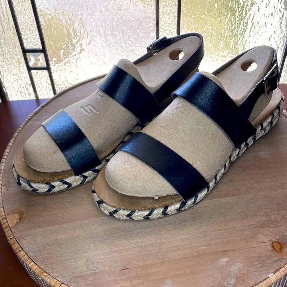 Time and Tru Espadrille Sandals Women’s Size 9 Black Platform Slingback
